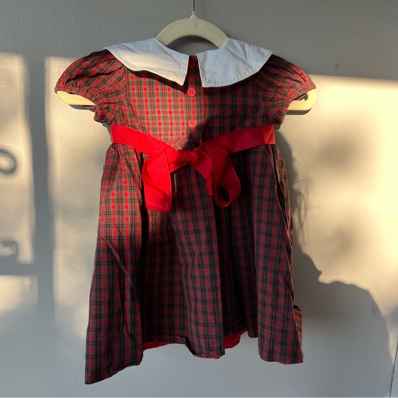 Girls Collared Christmas Tree Embroidered Dress - Picture 11 of 11